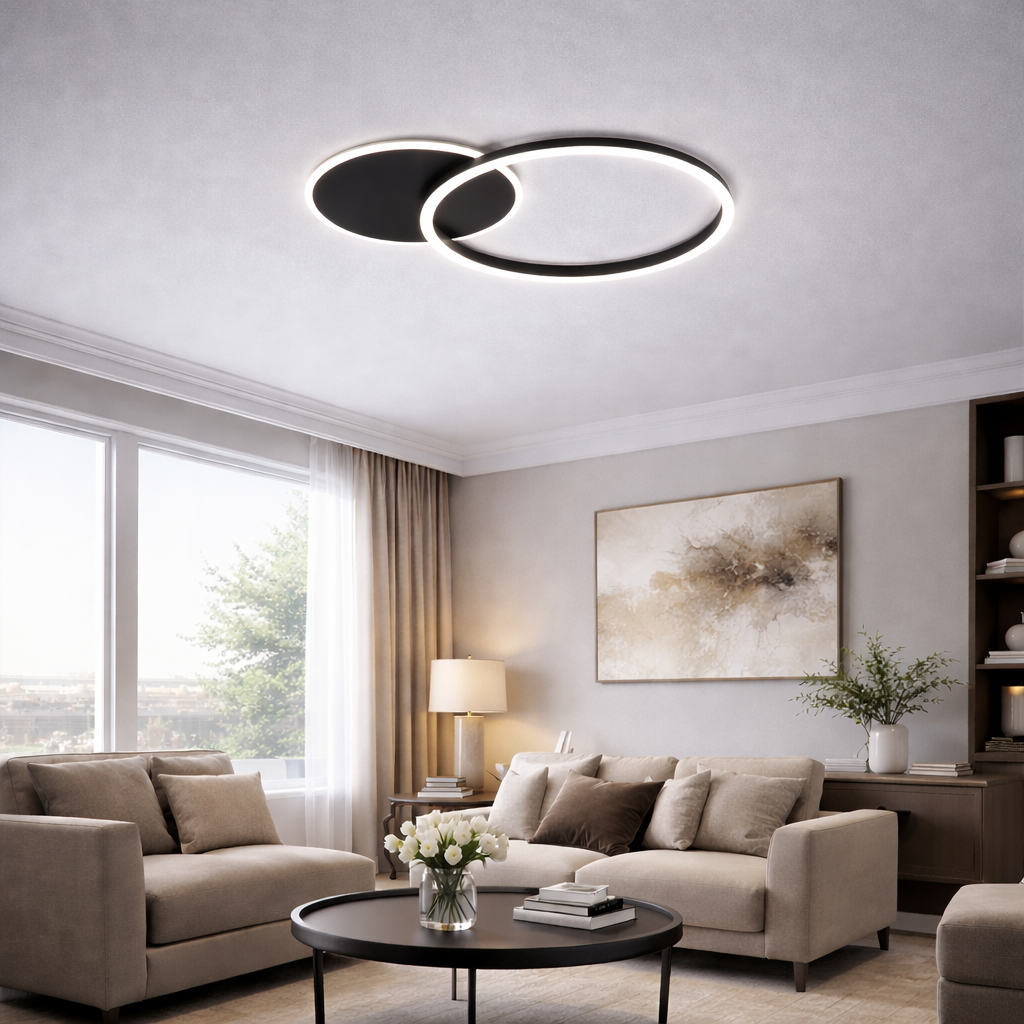 Світильник стельовий чорний світлодіодний L - 55 cm Led 40W Black Rings 260140-100007026