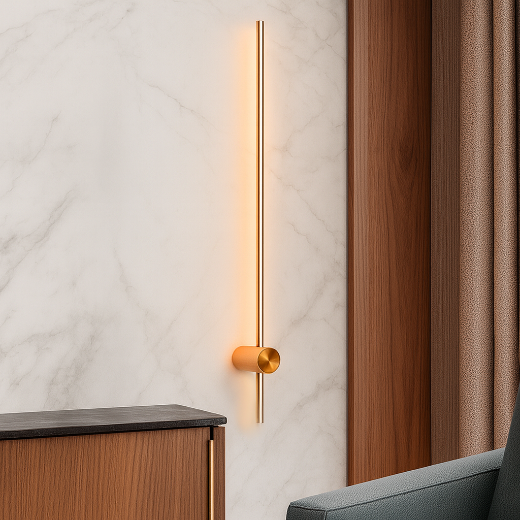 Світильники настінні золоті H-60cm / 90 cm / 125 cm Led 7W / 9W / 12W Gold 4000K Pipe Line 251036-100006397