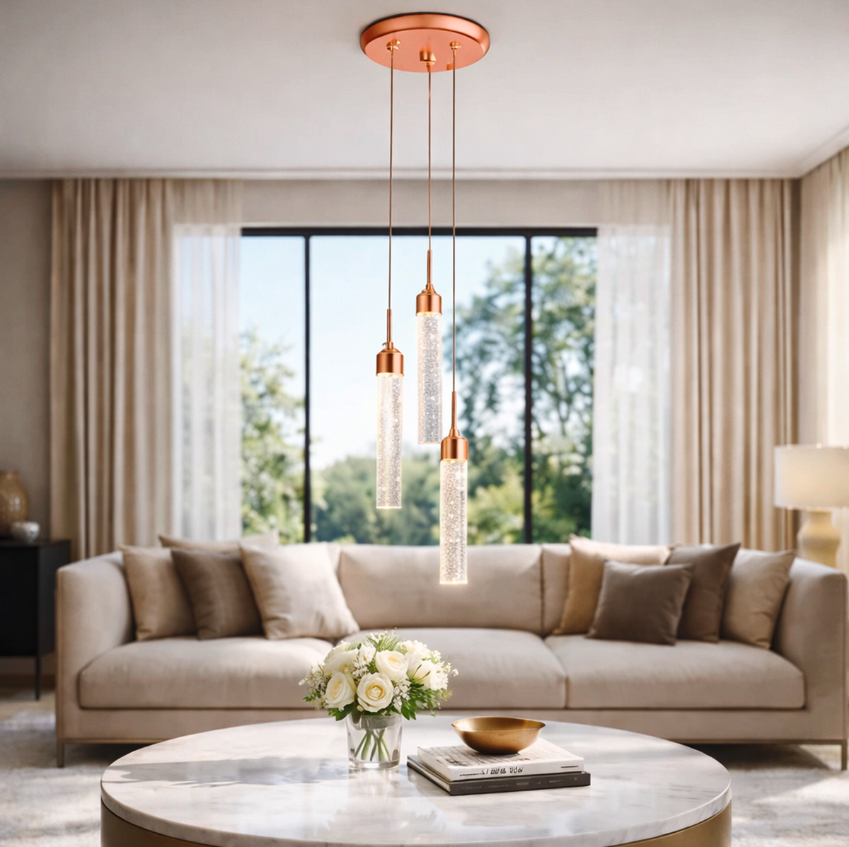 Каскадна люстра міні золота Led 15W 4000K Rose Gold Cascade Imitation Bubbles 260222-100007372