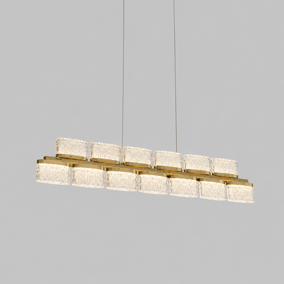 Люстра золота підвісна видовжена з акриловим плафоном L - 120 cm Led 74W Gold Mira 260622-100008059