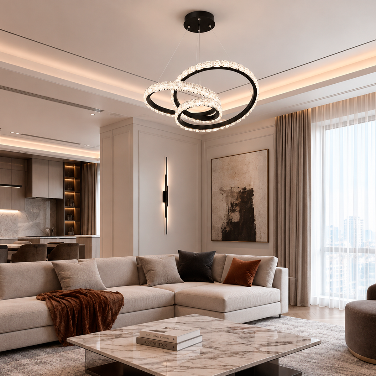 Люстра чорна світлодіодна D-46 cm Led 100W Black knot 260588-100007956