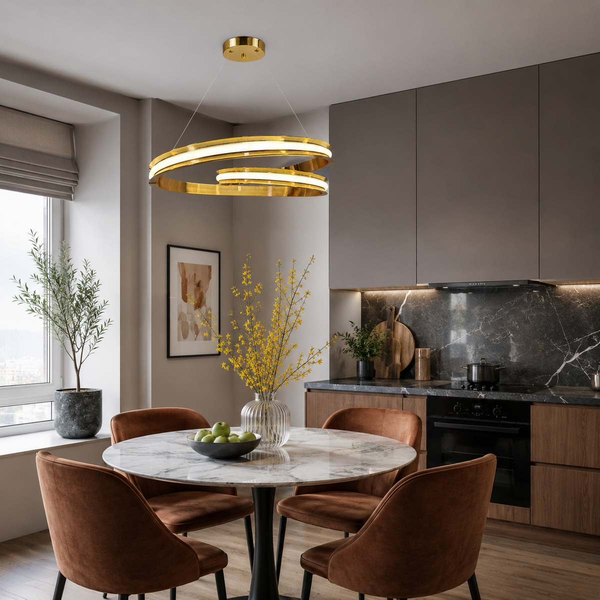 Люстра золота підвісна світлодіодна D-50 cm Led 100W Gold Curl 260588-100007961