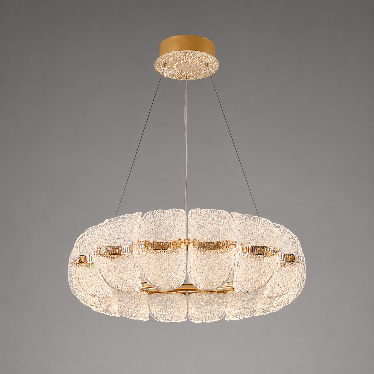 Люстри золоті підвісні з акриловим плафоном D - 40 cm / 60 cm / 80 cm Led 30W / 50W / 70W Gold Aria 260622-100008060