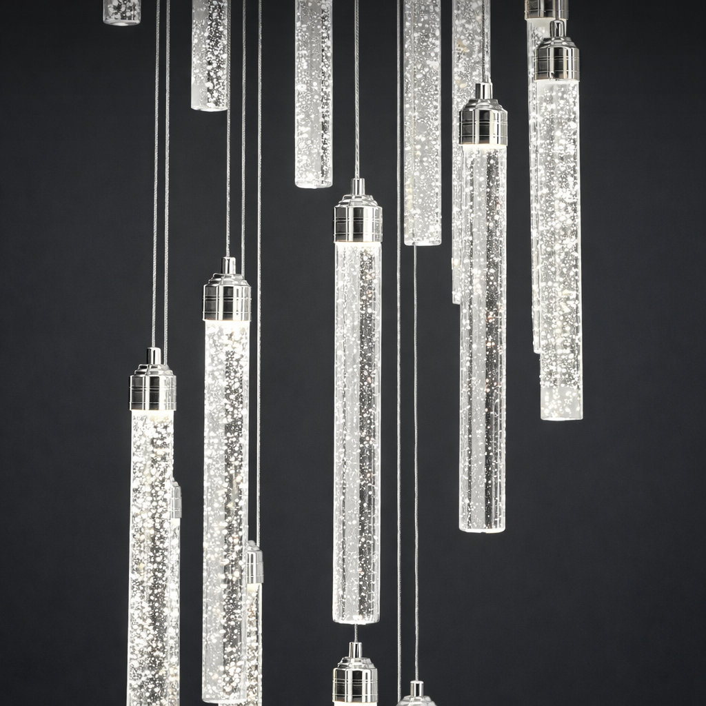 Каскадна люстра срібна D-20 cm Led 90W 4000K Chrome Cascade Imitation Bubbles 260222-100007369