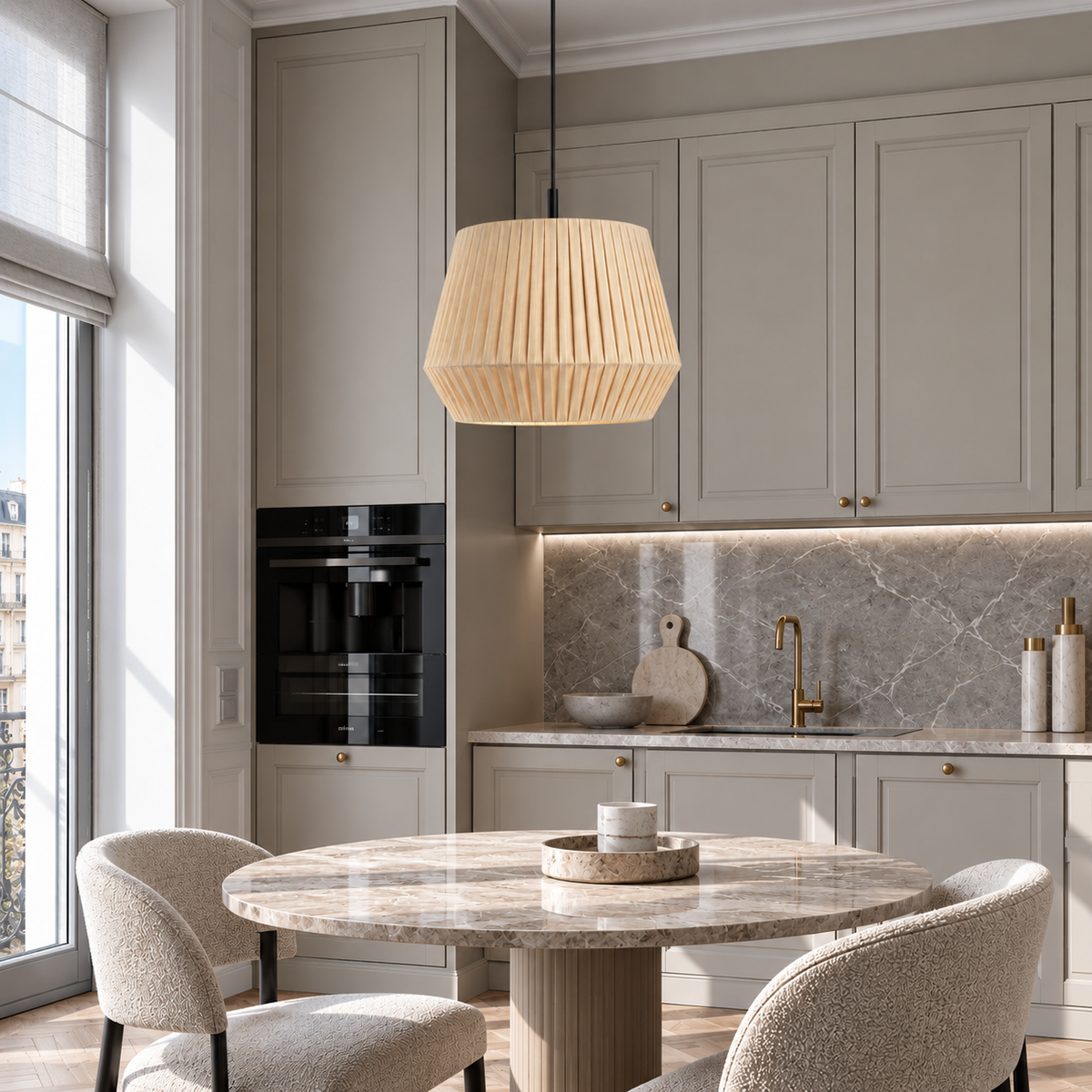 Світильник підвісний чорний з бежевим текстильним плафоном D - 40 cm E27 Black + Beige Norveo 26099-100009049
