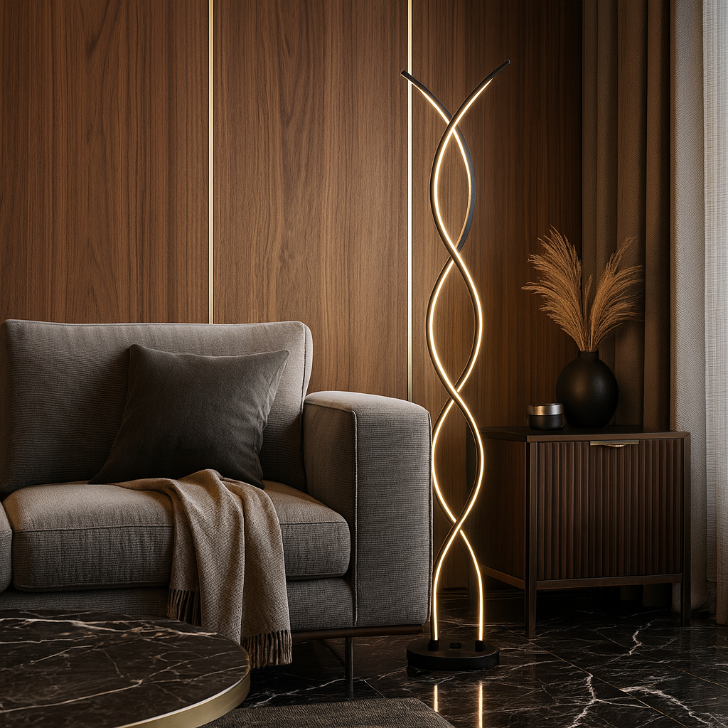Торшер чорний світлодіодний H-145 cm Led 64W Black Spiral 251249-100006863