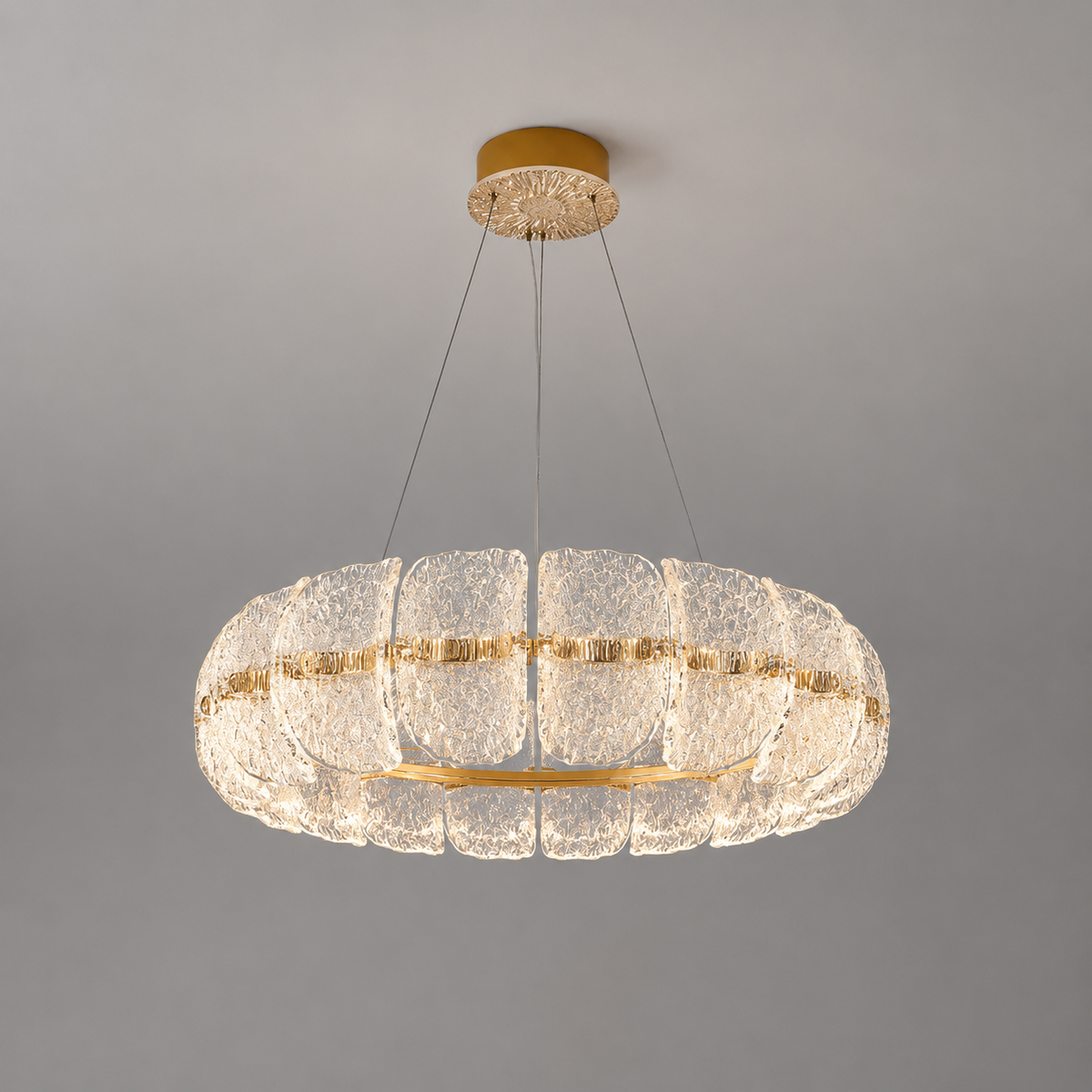 Люстри золоті підвісні з акриловим плафоном D - 40 cm / 60 cm / 80 cm Led 30W / 50W / 70W Gold Aria 260622-100008060