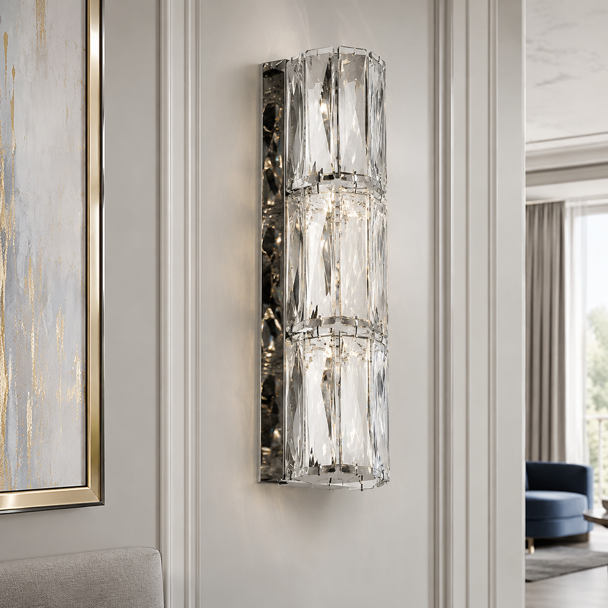 Бра настінні срібні Crystal Shine 4000К H-30 cm / H-40 cm Led 11W / 14W Сяйво Chrome 260135-100007183
