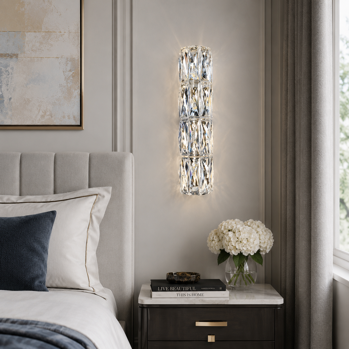Бра настінні срібні Crystal Shine 4000К H-30 cm / H-40 cm Led 11W / 14W Сяйво Chrome 260135-100007183
