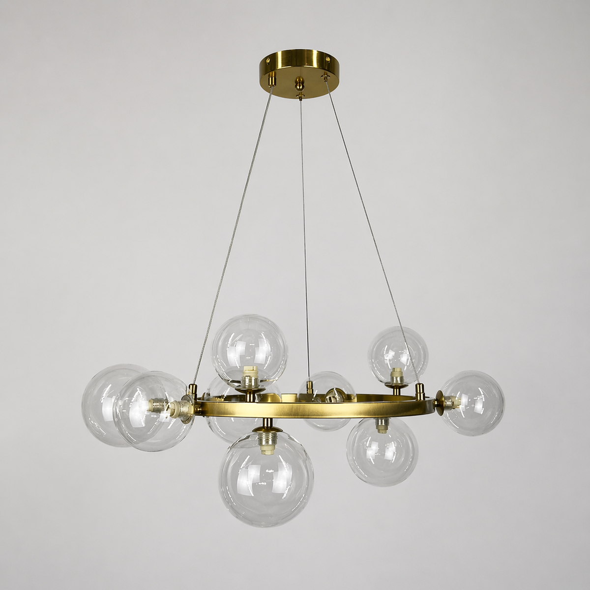 Підвісна люстра золота з прозорими плафонами D-60 cm G9*9 Gold+Transparent Bubbles 260418-100007831