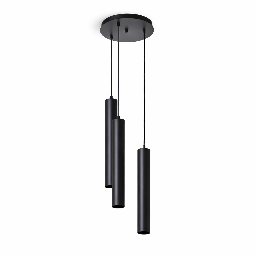 Підвісний чорний світильник потрійний D-18 cm GU10X3 Tubes Line Black 220741-100000869