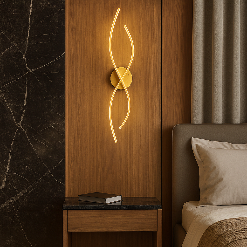 Настінний світильник золотий L-60 cm Led Gold Cross Line wave 251088-100006465