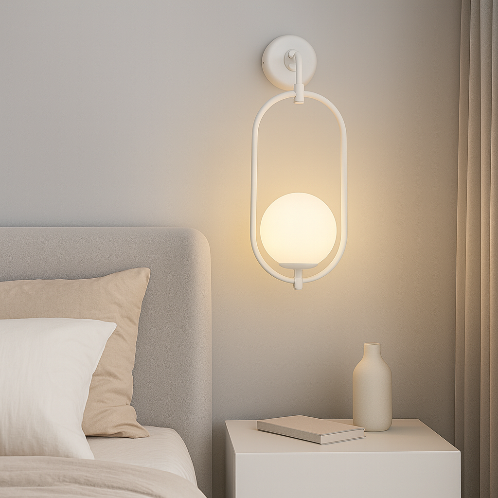 Настінний світильник білий H-53 cm W-18,5 cm E14 White Faro Bollo 250863-100005856