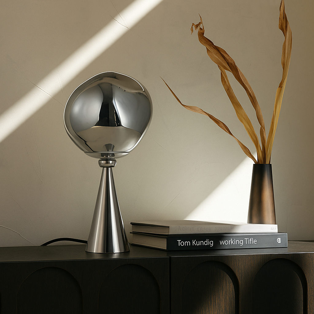 Настільна лампа хромована з плафоном органічної форми H-52 cm E27 Chrome Melt plazma desk lamp 250931-100006063