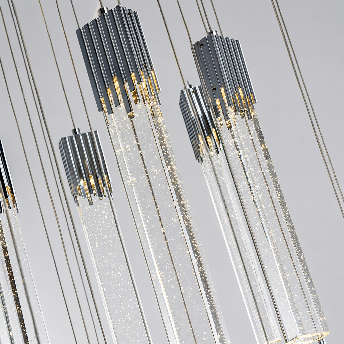 Люстра підвісна каскадна хромована на 9 / 15 підвісів D-40 cm Led 75W Chrome Crystal 260519-100008042