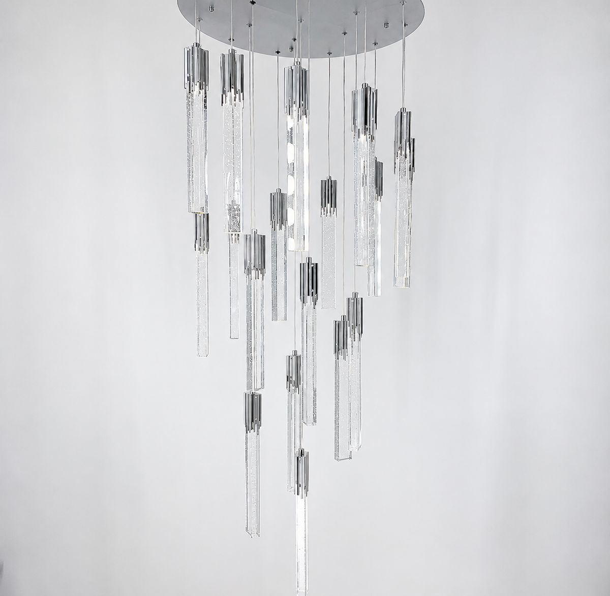 Люстра підвісна каскадна хромована на 9 / 15 підвісів D-40 cm Led 75W Chrome Crystal 260519-100008042