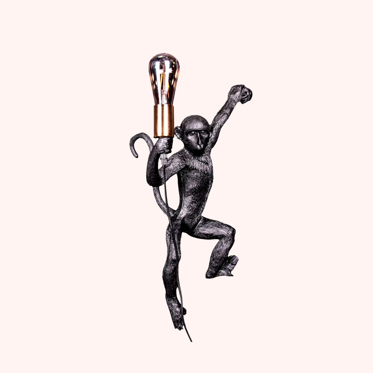 Настінний чорний світильник мавпа H-64 cm E27 Black Monkey 250647-100005385