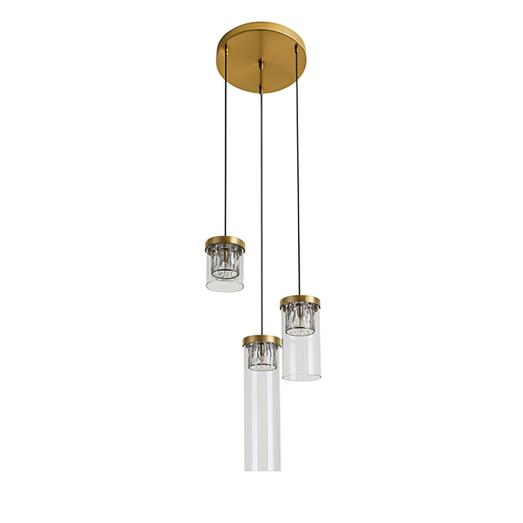 Підвісний світильник прозорий з золотими плафонами Led 8W Gold+Clear Solvia 250931-100006097