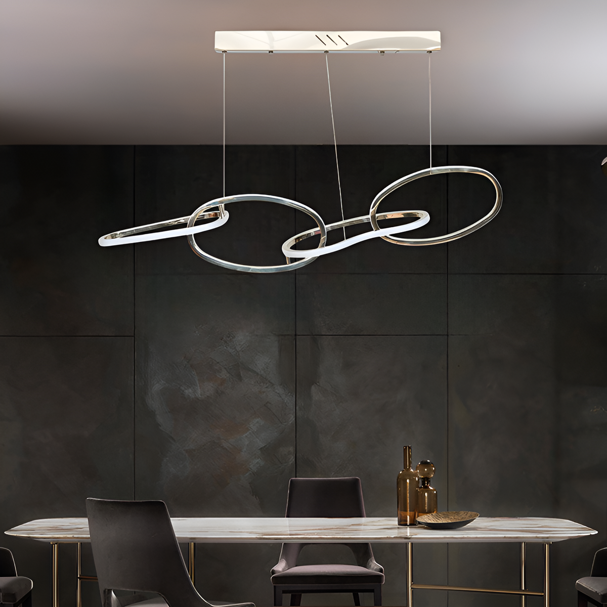 Люстра Rings wavy L-100cm 56W Chrome 250580-100004765