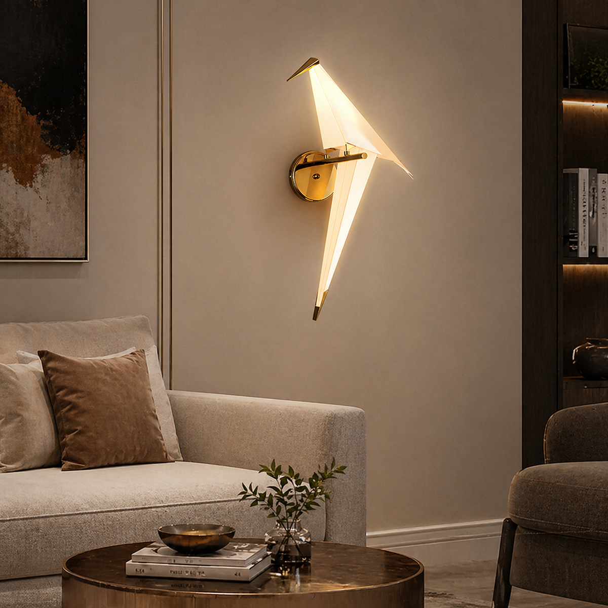 Бра золоте з білим розсіювачем - пташкою H-67 cm Led 4W 3000K Gold + White Birds Perch 231218-100002868