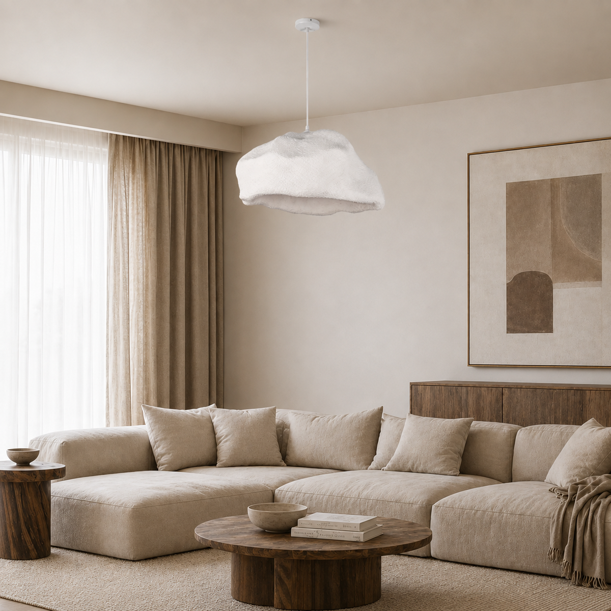 Світильник підвісний білий H - 28 cm L - 55 cm E27 White Wabi Sabi 260531-100007894