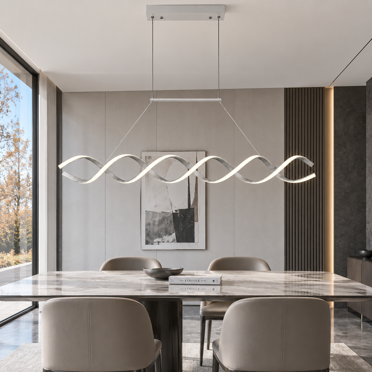Люстра біла матова L-120 cm Led 45W 4000K White Wave long 260936-100008813