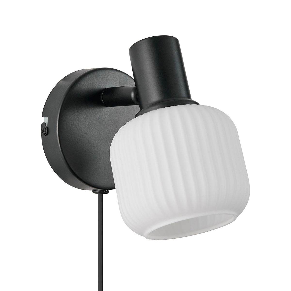 Настінний світильник з вимикачем H-16.5 cm E14 Black+White Gofre 260109-100007169