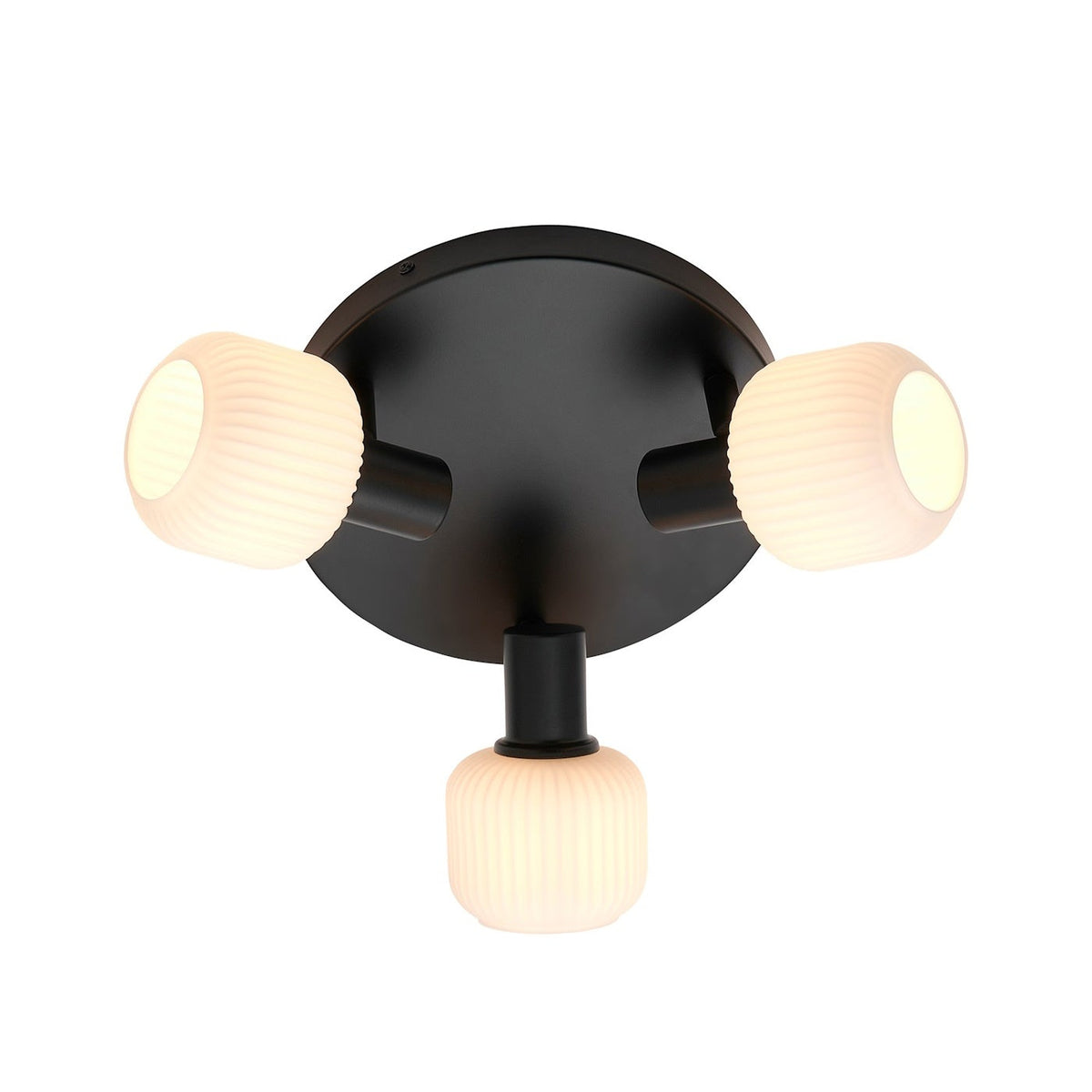 Люстра чорна з білими плафонами D-25 cm H-19 cm E14*3 Black+White Gofre 260109-100007164