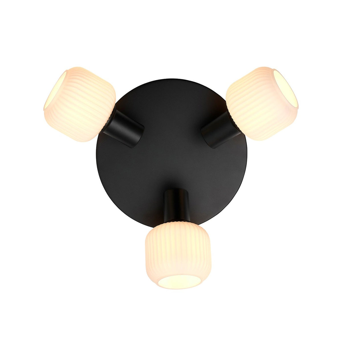 Люстра чорна з білими плафонами D-25 cm H-19 cm E14*3 Black+White Gofre 260109-100007164
