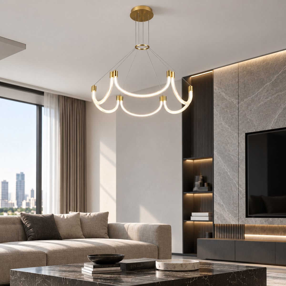 Люстра підвісна мідна D-80 cm Led 30W Copper+White Arcada 260936-100008837