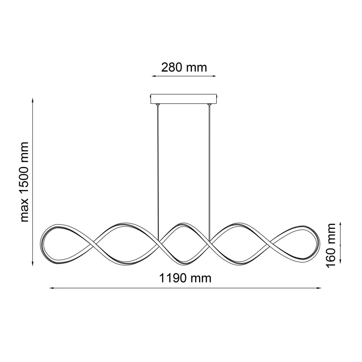 Підвісна люстра чорна хвиляста L-119 cm Led 43W 4000K Black Gemo Wave 250940-100006081