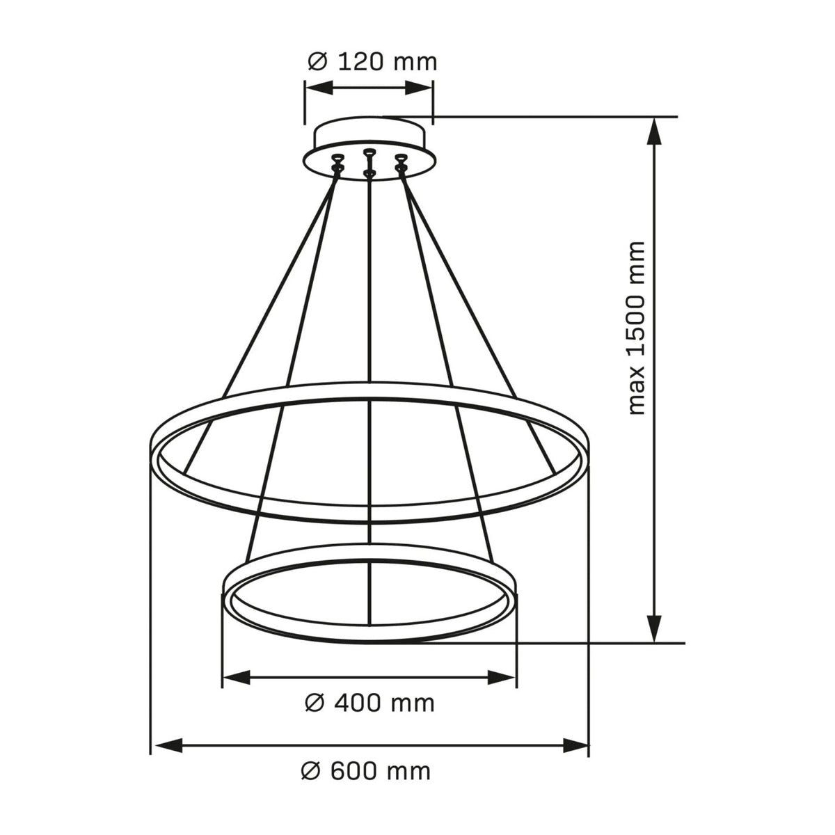 Підвісна люстра золота D-60 cm Led 35W 4000K Gold Rings 251240-100006882