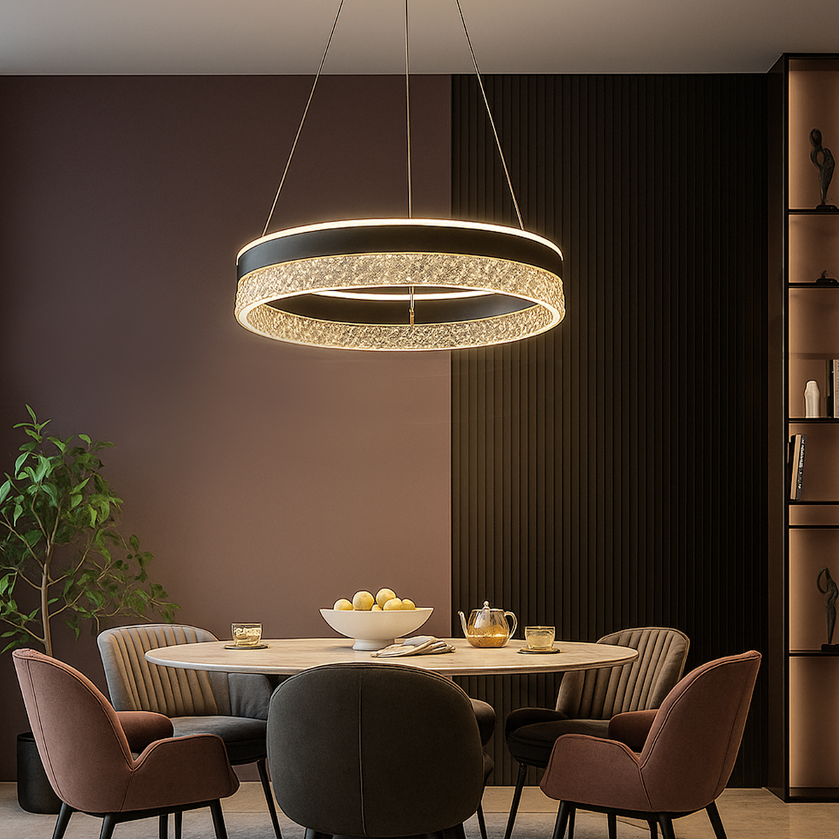 Люстра чорна з кришталевим плафоном D-50 cm Led 72W Circle black 251188-100006588