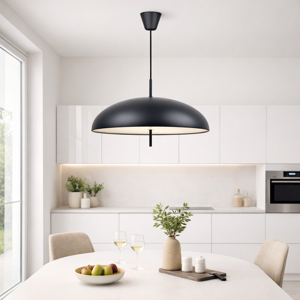 Люстра підвісна чорна з плафоном куполом D-49,5 cm E27x2 Black Dome lamp 25129-100006891