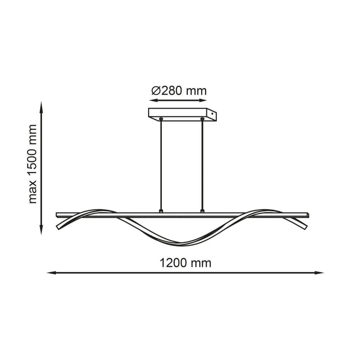 Підвісна люстра срібна хвиляста L-120 cm Led 23W 4000K Silver Gemo Wave 250940-100006080