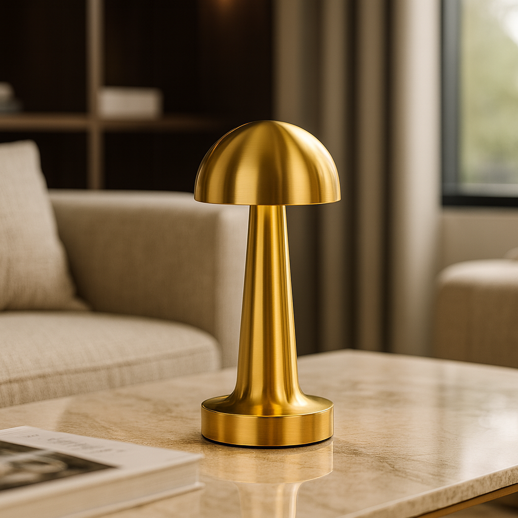 Настільна лампа золота акумуляторна H-22 cm Led Mushroom Gold 251031-100006273