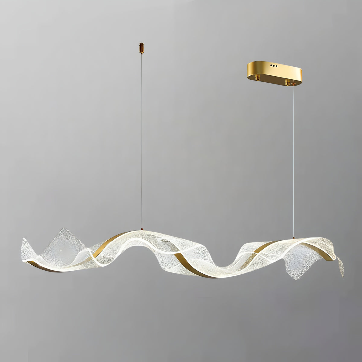 Люстра підвісна з прозорим плафоном та золотим декором Шовк L-120 cm Led 48W Jellyfish Silk Gold 250617-100005342