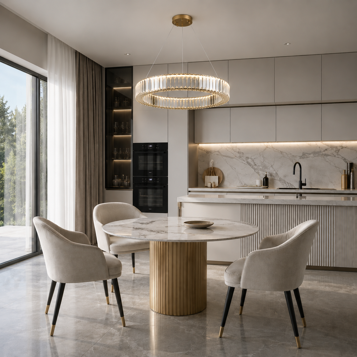Люстра підвісна золота D-40 cm / 50 cm Led 40W / 50W Gold Crystal 260822-100008620