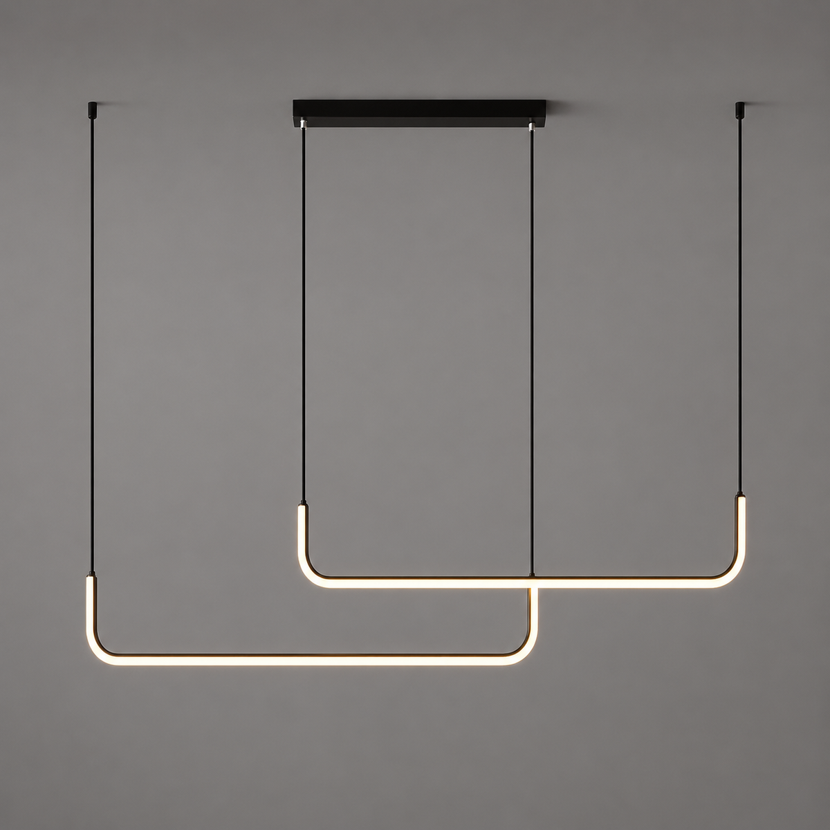 Люстра чорна лінійна подвійна L-120 cm Led Double Black Line Soli 260777-100008427
