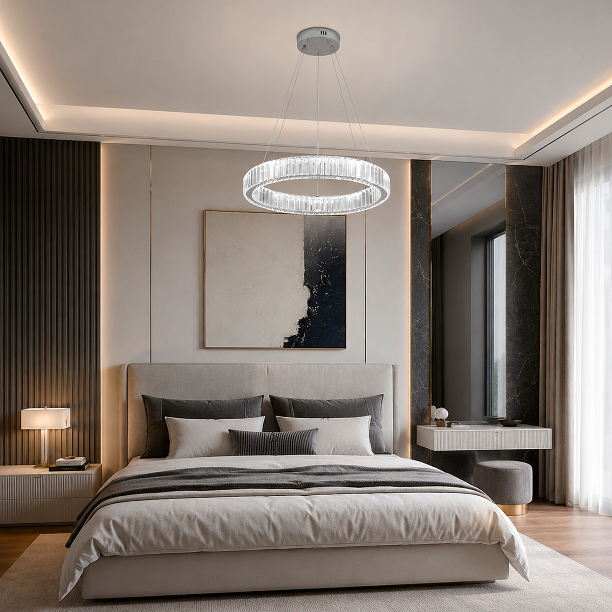 Люстра підвісна хромована D-40 cm / 50 cm Led 40W / 50W Chrome Crystal 260822-100008622