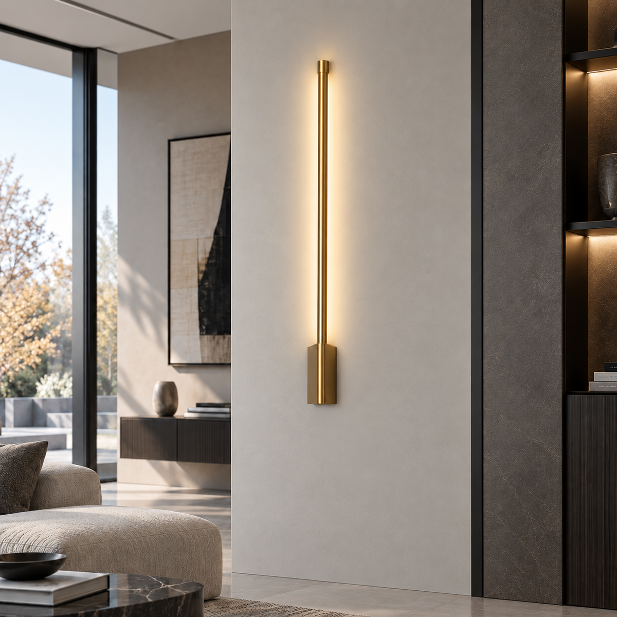 Світильник настінний латунь H - 53 cm / 73 cm / 93 cm Led 6W / 10W / 14W 4000K Copper Pipe Line 260936-100008928