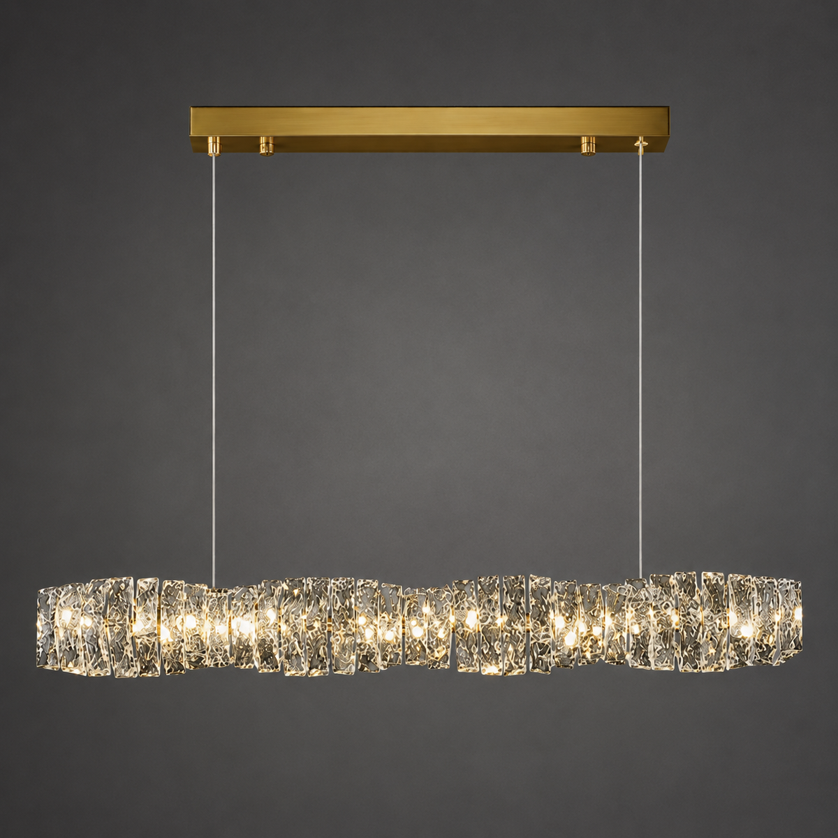 Люстра підвісна золота видовжена L - 80 cm Led 60W Gold Crystal 260822-100008625