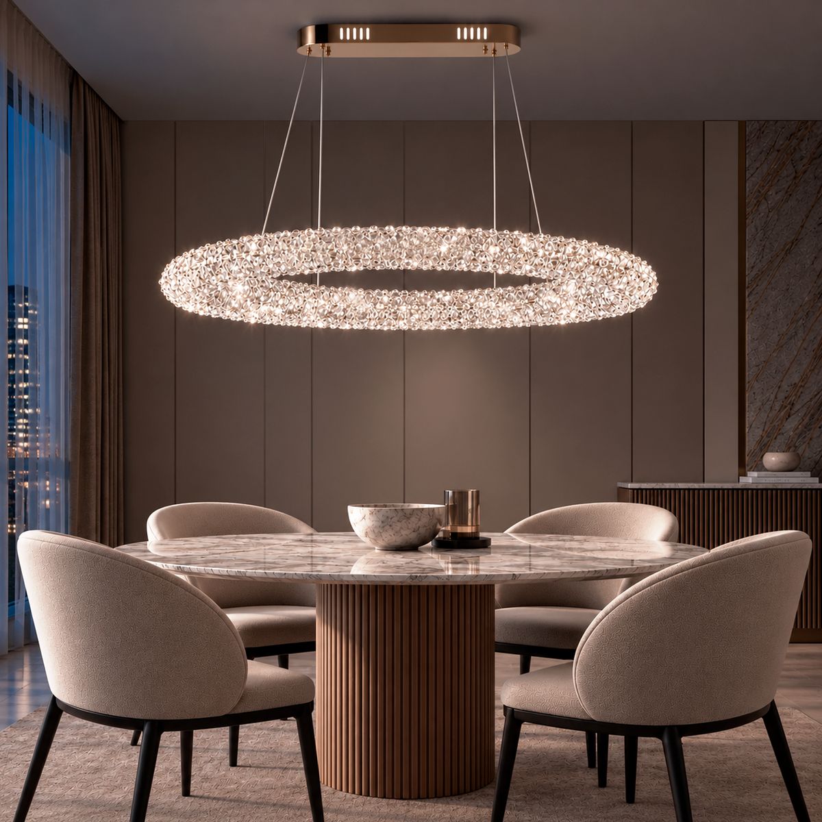 Люстра-кільце з LED і трьома режимами світла, золото чи хром 261031-100010185