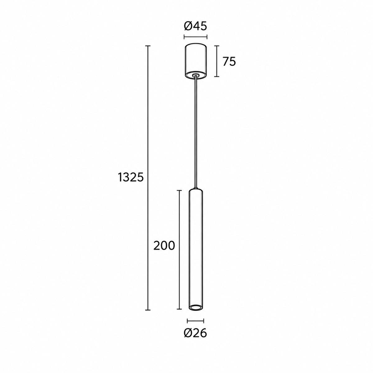 Світильник підвісний чорний H - 20 cm / H - 35 cm Led 3W 3000K / 4000K Black Tube 261025-100009051