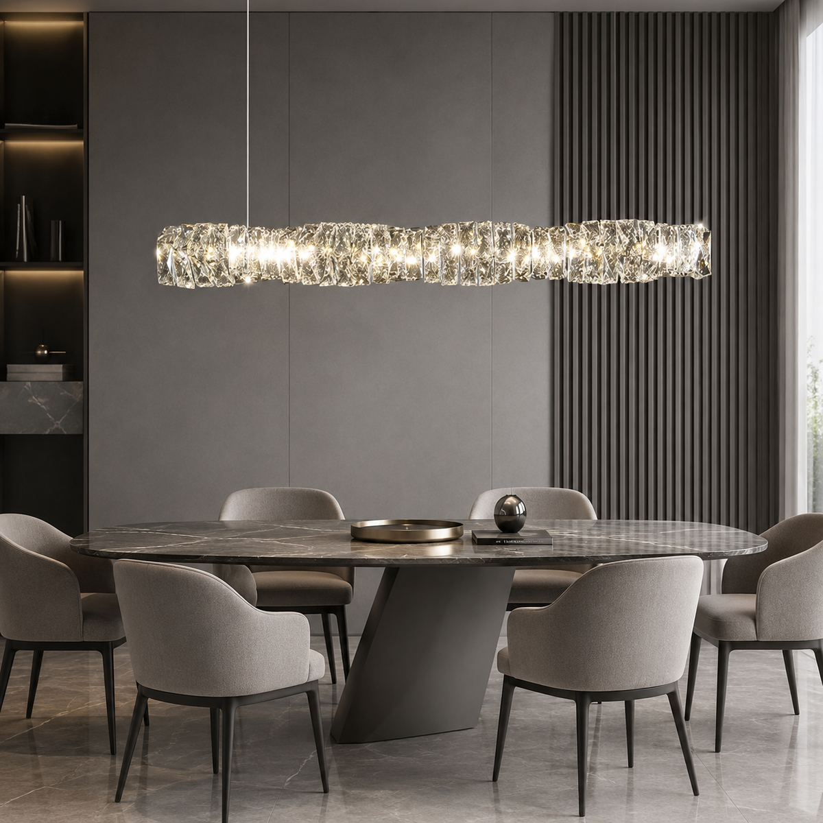 Люстра підвісна хромована видовжена L - 80 cm Led 60W Chrome Crystal 260822-100008626