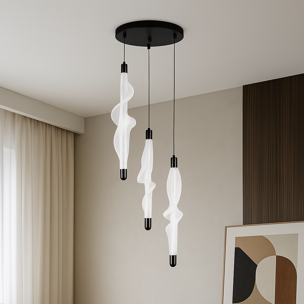 Підвісна люстра Silk 25W 4000K H-150 cm Black + White 250431-100004326