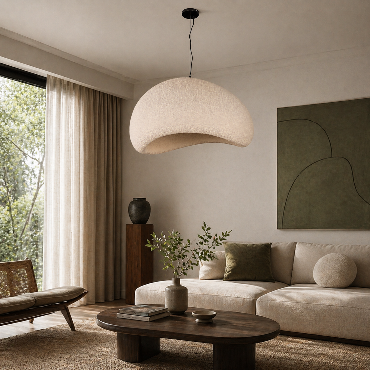 Світильник підвісний бежевий H - 45 cm L - 80 cm E27 Beige Wabi Sabi 260431-100007865