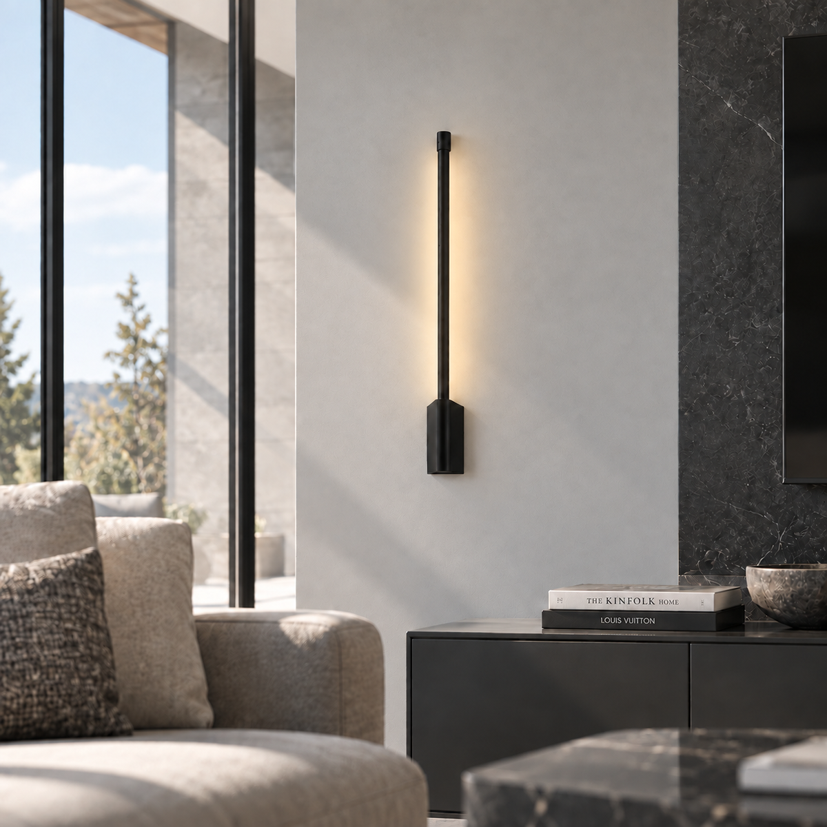 Світильник настінний чорний H - 53 cm / 73 cm / 93 cm Led 6W / 10W / 14W 4000K Black Pipe Line 260936-100008929