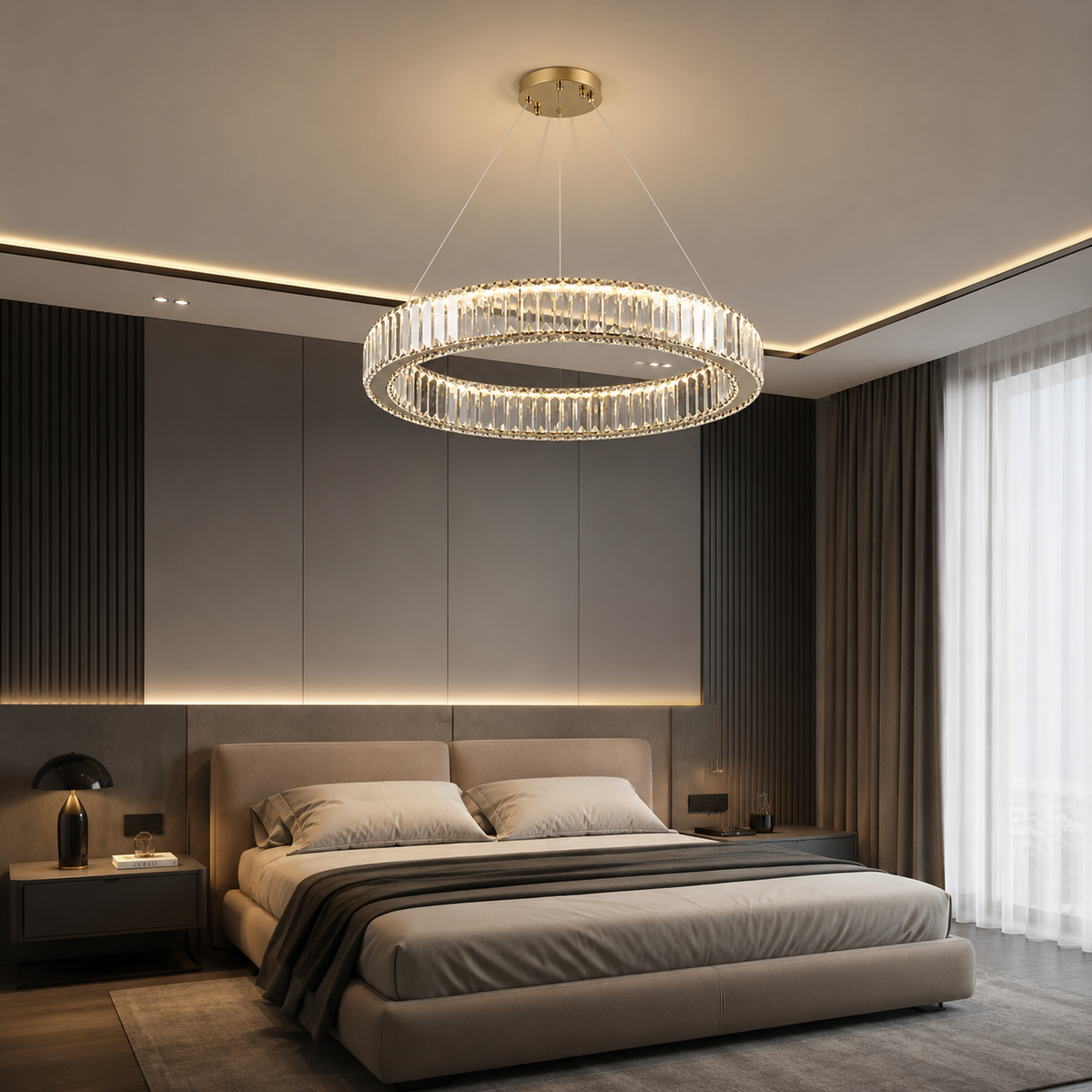 Люстра підвісна золота D-40 cm / 50 cm Led 40W / 50W Gold Crystal 260822-100008620