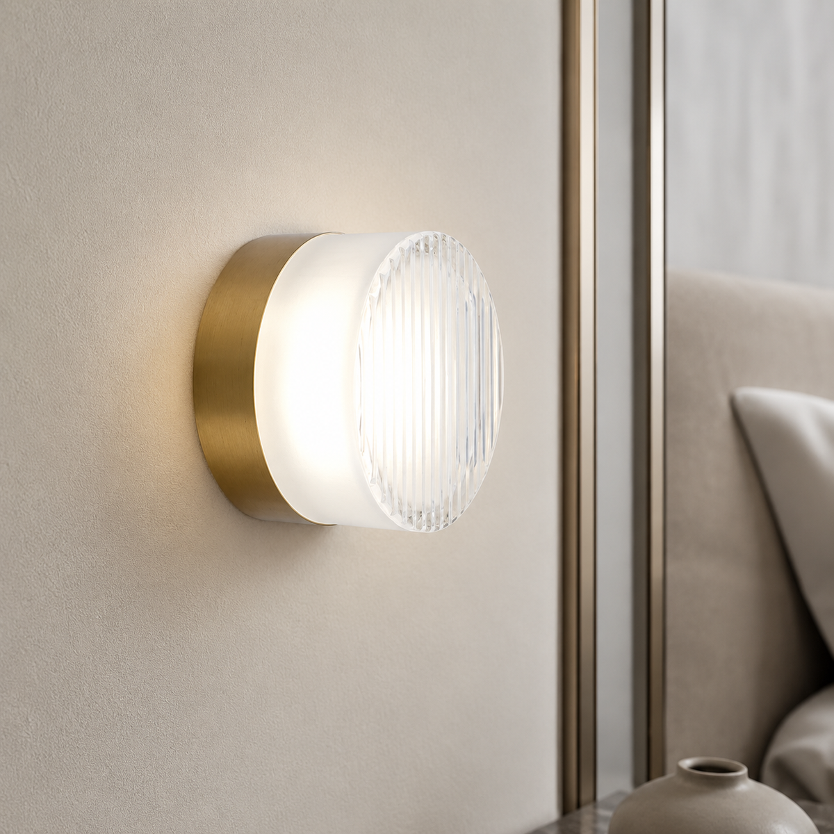 Настінний світильник IP54 D-14 cm Led 5W 4000K Gold+Clear Lori 251036-100006270